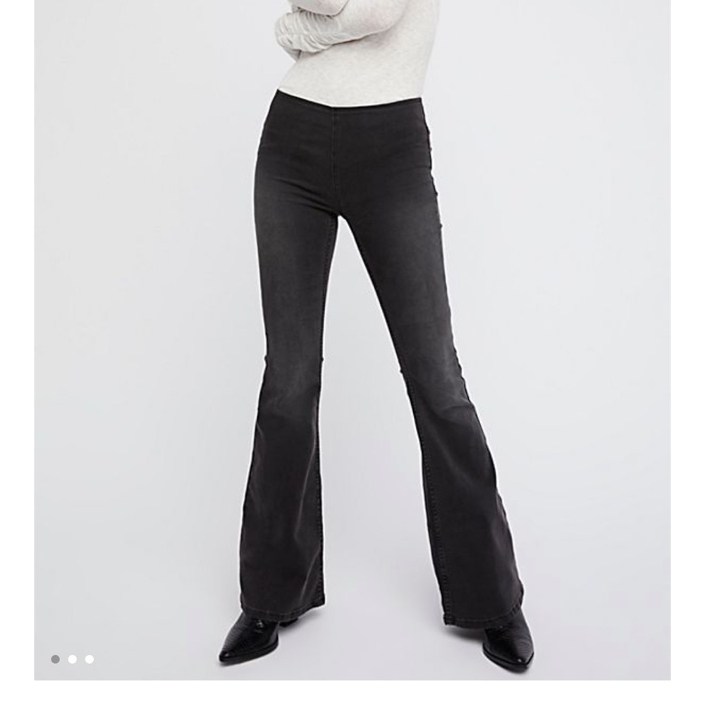 Free people black Penny pull-on flare jeans